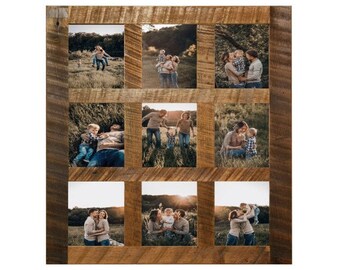 Rustic Wooden Collage Picture Frames – Multi Opening Frame for 5x7 Images - Finished Wood Photo Frame Floating Wall Frame Reclaimed Barnwood