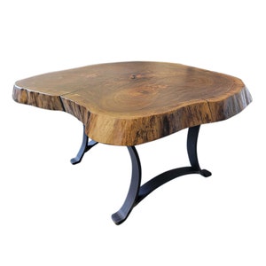 Rounded Live Edge Walnut Coffee Table | Handcrafted Rustic Coffee Table | Live Edge Coffee Table