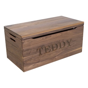 Personalized Wooden Blanket Chest | Custom Walnut Storage Chest | Custom Wooden Toy Chest