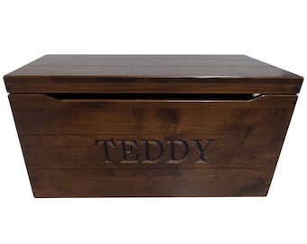 Personalized Brown Maple Wooden Toy Chest | Amish Handcrafted