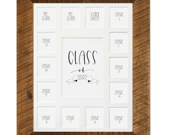 11x14 School Picture Frame, White 15 Opening Mat, Class of 2027