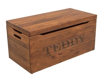 Personalized Rustic Hickory Wooden Chest | Amish Handcrafted Toy Box