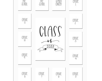 Class of 2033, 11x14 White Picture Mat, 2 Preschool-12, 15 opening, Mat only