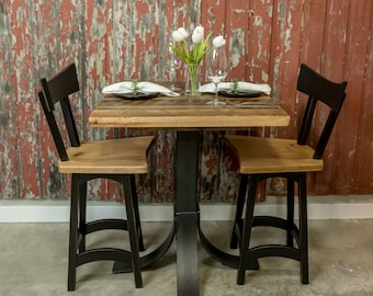 Reclaimed Oak Barnwood Bar Table | Rustic Pub & Bistro Table