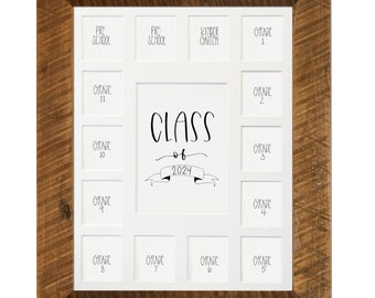 11x14 School Picture Frame, White 15 Opening Mat, Class of 2024