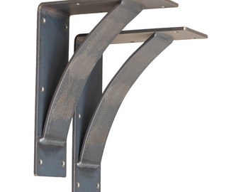 2 Pack Natural Steel Heavy Duty Mantel Brackets | Wall Bar Brackets | Modern Mantel Shelf Brackets