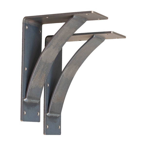 2 Pack Natural Steel Heavy Duty Mantel Brackets | Wall Bar Brackets | Modern Mantel Shelf Brackets