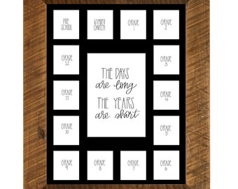 Reclaimed Wood School Photo Frame, 15 Opening Collage, PreK-12