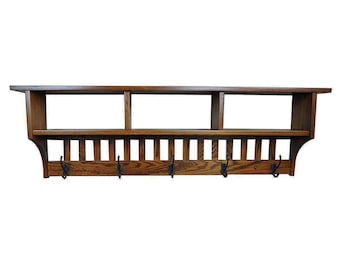 Solid Wood Coat Rack with Cubbies | Wall Mounted Entryway Storage