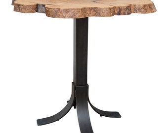 Ash Live Edge Bar Table | Round Rustic Bar Height Table | Small Live Edge Table