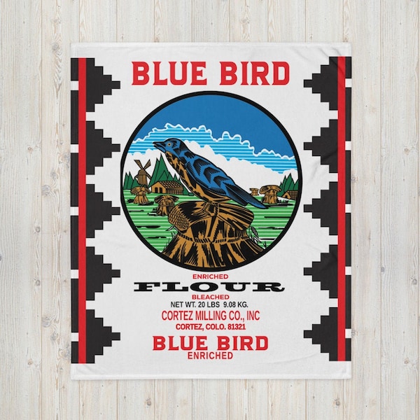 Navajo Blue Bird Flour Throw Blanket