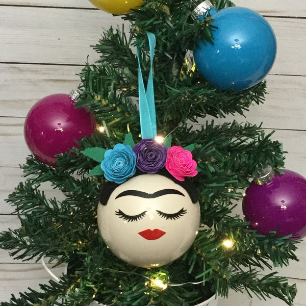 Frida Kahlo Christmas ornaments, Frida Kahlo christmas ornament, christmas ornament, christmas bulb, mexican ornaments