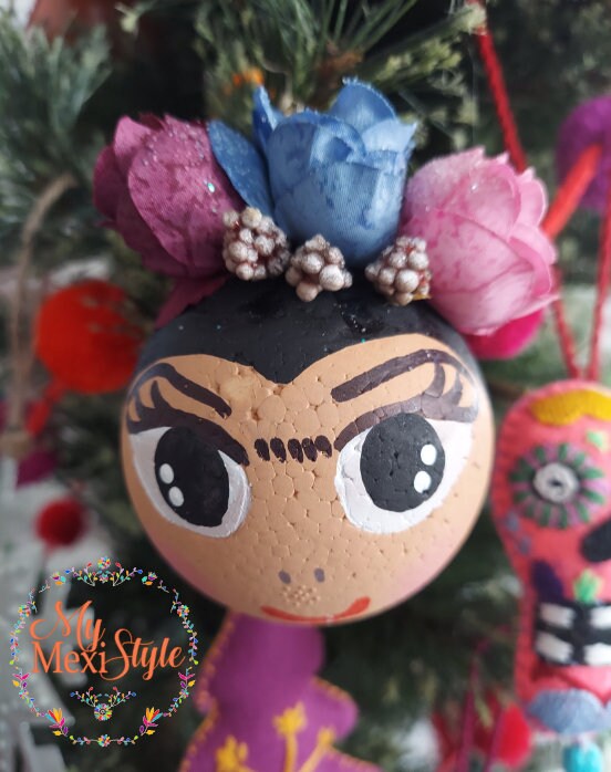 Frida Kahlo Hand Painted Christmas Ornaments, Christmas Bulbs, Mexican ...