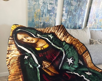 our Virgin of Guadalupe throw blanket, virgin Mary, Virgen Maria, la Virgen de Guadalupe, La virgencita de Guadalupe.