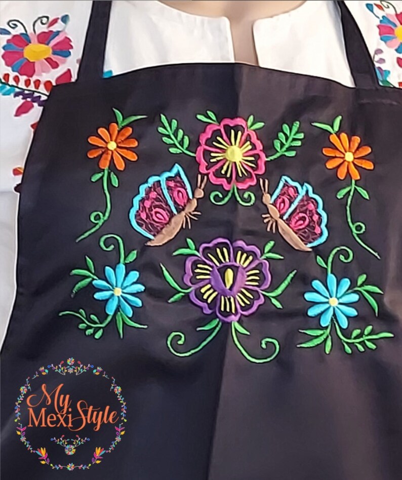 Mexican embroidered apron Mexican hand made apron Apron Etsy
