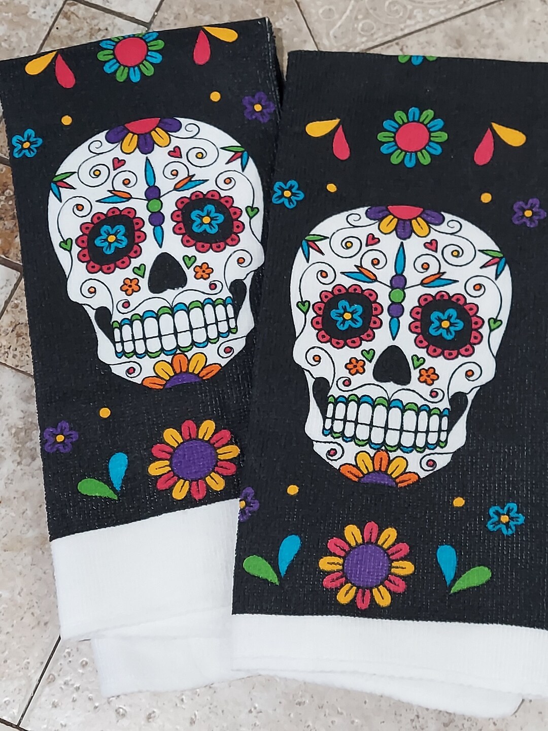 Day of the Dead Printed Hand Towel, Set of 2 Day of the Dead Kitchen