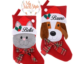 Personalized Dog and Cat Christmas Stockings, pet stockings, Dog Stocking Personalized, Cat Stocking personalized, Dog Stocking,