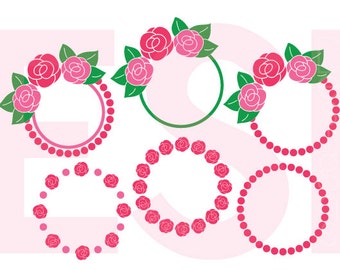 Valentines svg, Rose Monogram Frame svg, Flower Monogram SVG, DXF, EPS, Png, Rose, Summer svg, Silhouette Studio & Cricut Design Space