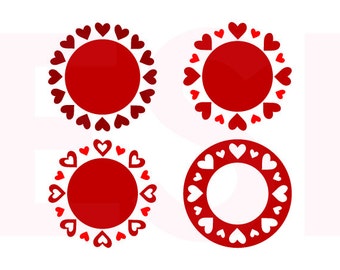 Valentine monogram svg, Monogram Frame svg, SVG, DXF, EPS, for use with Silhouette Cameo and Cricut Explore. Heart svg, Love svg.