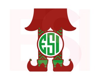 Elf legs SVG, DXF, EPS, monogram frame svg, Christmas cutting files, for use with Silhouette Studio & Cricut Explore. Christmas svg files