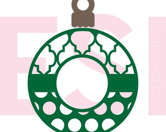 Christmas ornament svg, monogram frame, SVG, DXF and EPS,for use with Silhouette Cameo and Cricut Explore machines. Christmas svg files.