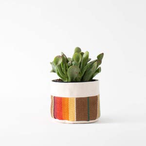 Kleine natuurlijke canvas zittende plantenbak | Oranje