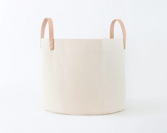 Medium Natural Canvas Bucket Basket