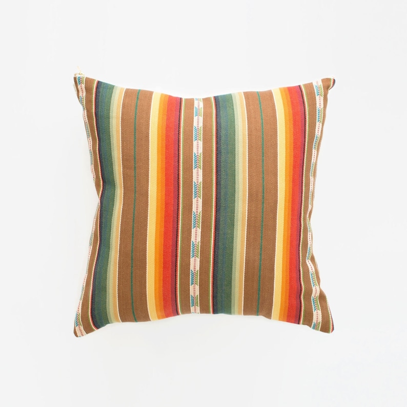 Orange Brown Natural Canvas Throw Pillow