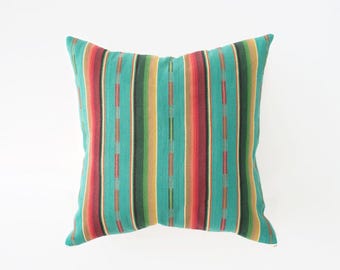 Coussin toile naturelle | Turquoise