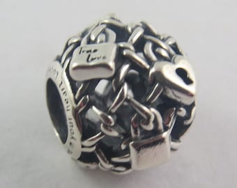 パンドラ純正イントリケイトハートロックチャーム - スターリング