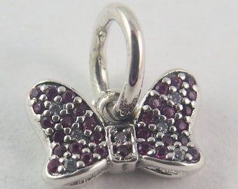 Authentic Pandora Disney Sparkling Bow Minnie Mouse Charm – Sterling Silver Bead, Fits Moments Bracelet (D2)