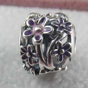 Pandora Daisy Charm Purple Openwork Daisy Charm Flower Charm Floral Charm Gifts for Her Birthday Gift European Bracelet Charm (F26)