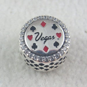 Charm Pandora de Las Vegas, Charm de Jugador de Las Vegas, Charm de EE. UU., Charm de Viaje, Charm con Tema de Viaje, Regalos para ella, Regalo de Cumpleaños (G23)
