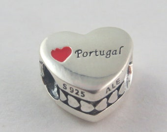 Portugal Charm Portugal Love Heart Charm Travel Charm Travel Themed Charm Gifts for Her Birthday Gift Christmas/Pandora (G183)
