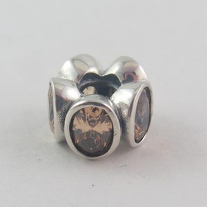 Pandora Brown Spacer Charm Sparkling Brown Spacer Charm Oval Spacer Charm Oval Lights Spacer Charm European Bracelet Charm (S12)