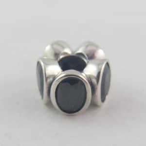Pandora Black Spacer Charm Sparkling Black Spacer Charm Oval Spacer Charm Oval Lights Spacer Charm European Bracelet Charm (S11)
