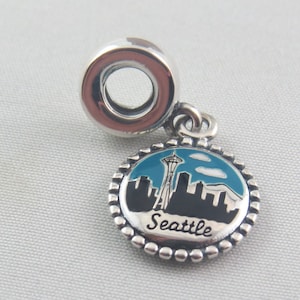 Seattle Charm Seattle Skyline Charm Travel Charm Travel Themed Charm Gifts for Her Birthday Gift European Bracelet Charm/Pandora