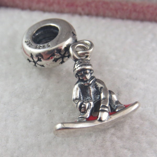 Snowboarder Charm Snow Boarder Charm Sports Charm Winter Sports Charm Gifts for Her Birthday Gift Christmas European Bracelet Charm/Pandora