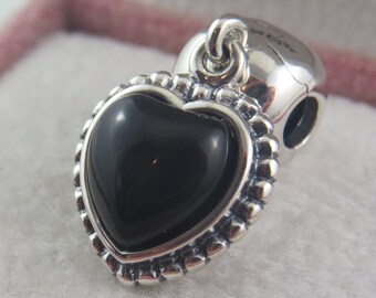 Pandora Black Onyx Heart Pendant Clip 