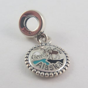 Pandora Alaska Charm USA Charm US Charm Travel Charm Travel Themed Charm Gifts for Her Birthday Gift European Bracelet Charm (T27)