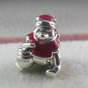 Pandora Disney Winnie Charm Pooh Santa Charm Winnie the Pooh Charm Gifts for Her Birthday Gift Christmas Gift European Charm (D39)