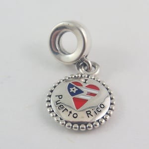 Pandora Puerto Rico Charm I Heart Puerto Rico Charm USA Charm US Charm Travel Charm Travel Themed Charm European Bracelet Charm (T50)