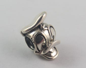 Authentic Pandora Disney Donald Duck Portrait Charm - Sterling Silver, Fits Moments Bracelet (MD14)