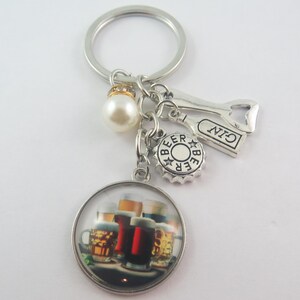Beer Keychain Beer Lover Key Chain Beer Lovers Gift Beer Key Ring Pub Keychain Drinking Keychain Beer Glass Charm Fun Bar Gift Idea