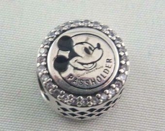 Passholder Charm Annual Passholders Charm Mickey Mouse Charm European Bracelet Charm/Pandora