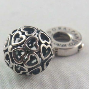 Pandora Heart Charm Harmonious Hearts Charm Love Charm Gifts for Her Birthday Gift Anniversary Gift European Bracelet Charm (L3)