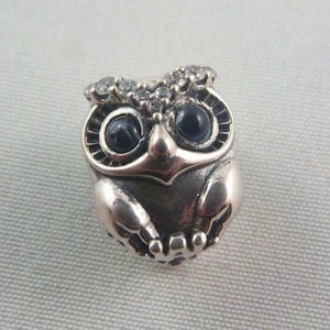 Charm Pandora Gufo, Charm Gufo Scintillante, Regali per Lei, Regalo di Compleanno, Regalo di Anniversario, Regalo di Natale, Regalo per le Feste, Charm Bracciale Europeo (A4)