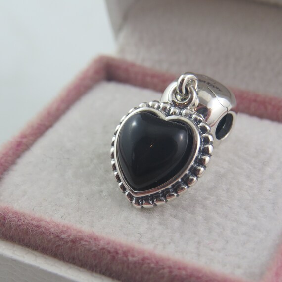 Pandora Black Onyx Heart Pendant Clip 