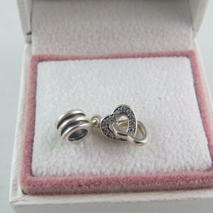 Pandora Heart Charm Interlocking Love Charm Anniversary Charm Love Charm Gifts for Her Birthday Gift Christmas European Bracelet Charm (L4)