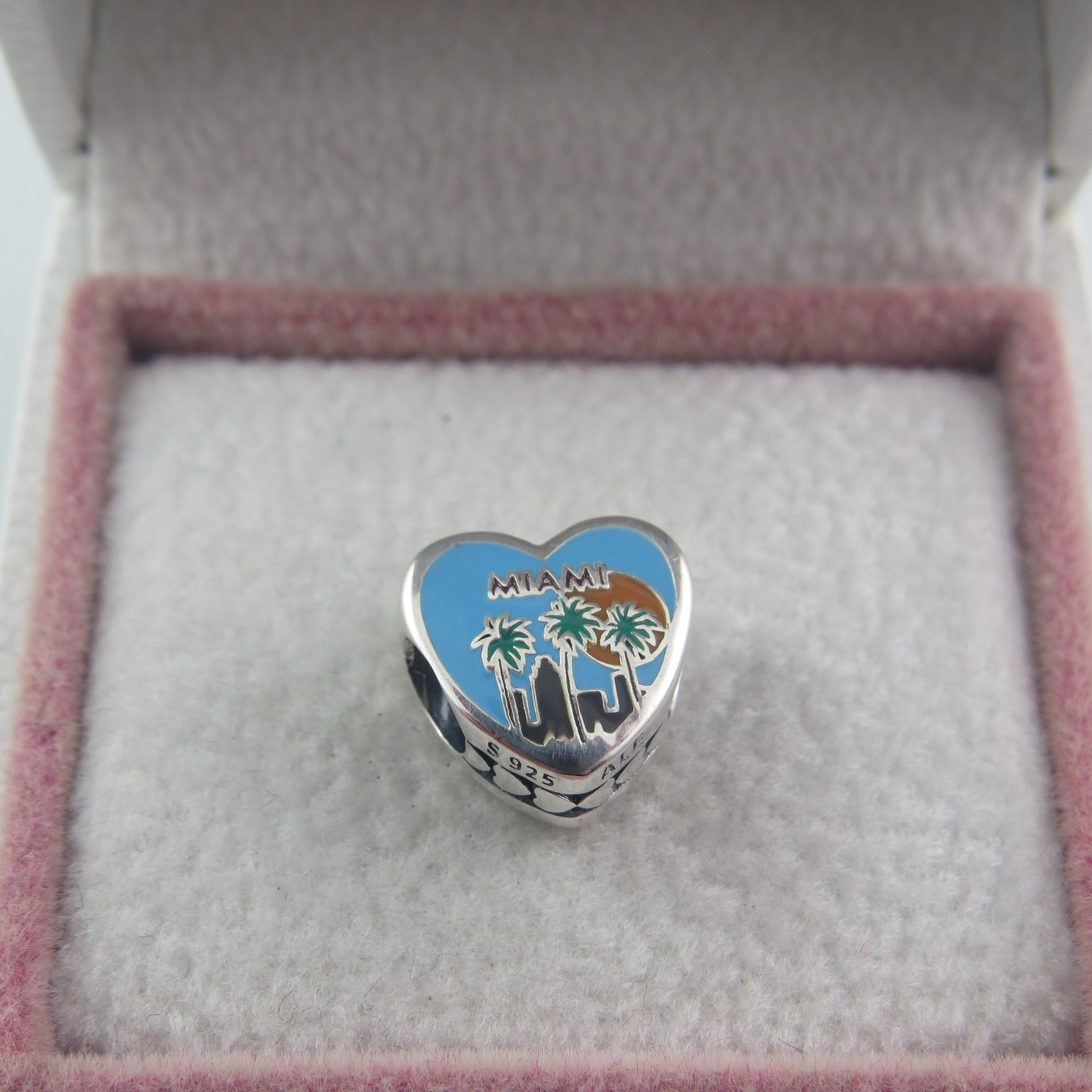 Miami Florida Heart Charm/s925 Ale Sterling Silver/pandora - Etsy